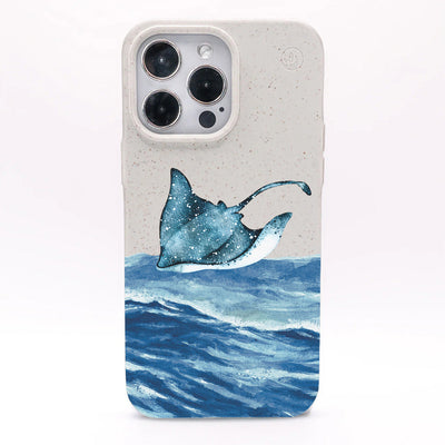 iPhone 13 mini hoesje - wit Manta - "Manta Wave" - duurzaam