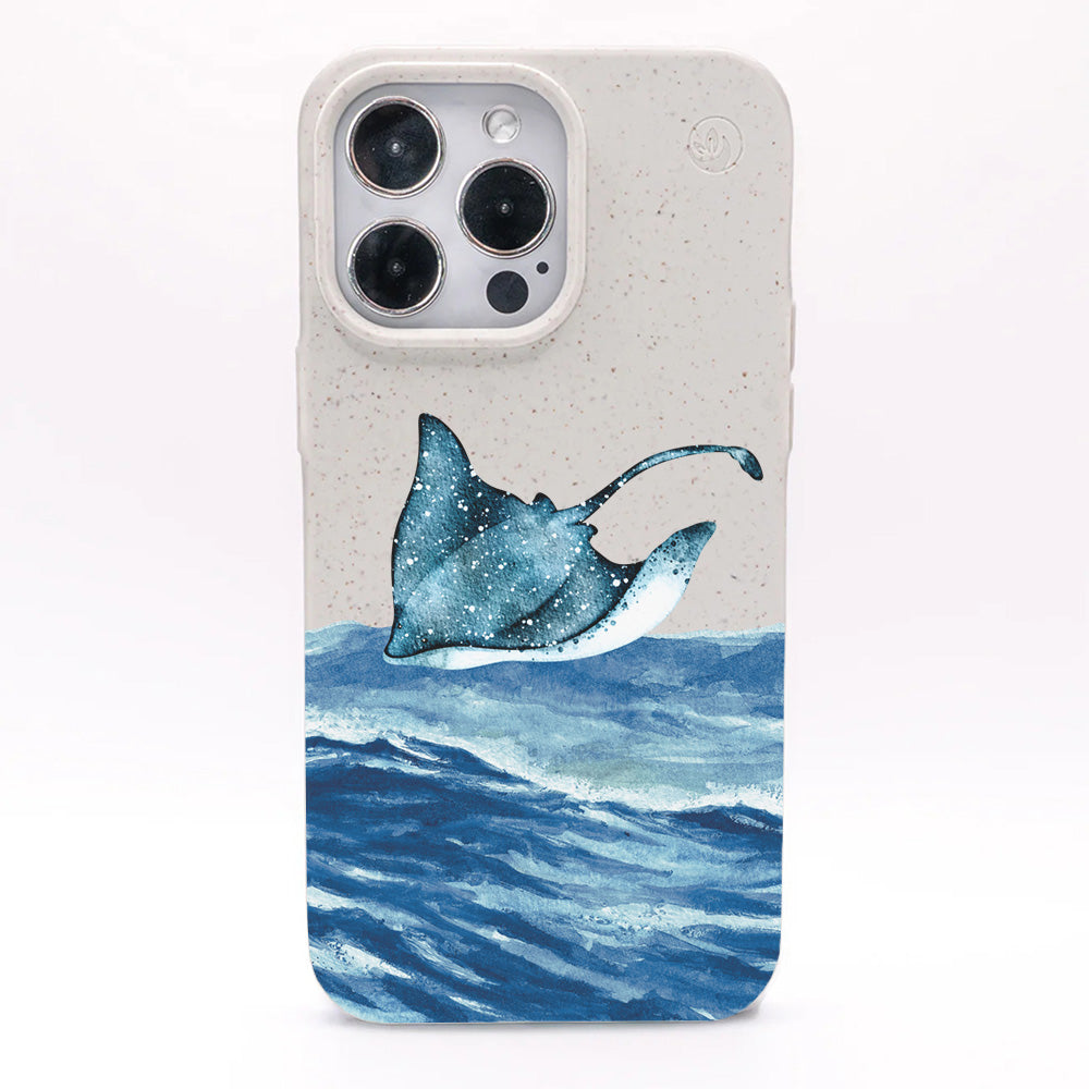 iPhone 12 pro / iPhone 12 hoesje - wit Manta - "Manta Wave" - duurzaam