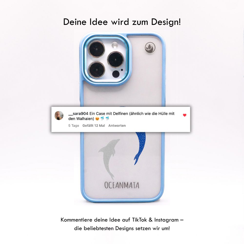 iPhone 13 pro Hülle - Delfin blau - "Dolphin Twins" - nachhaltig