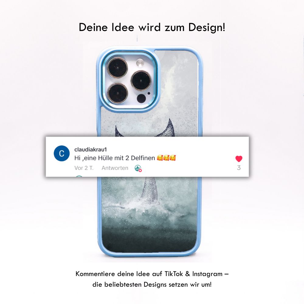iPhone 13 Hülle - Delfin blau - "Dolphin" - nachhaltig – Ansicht 3