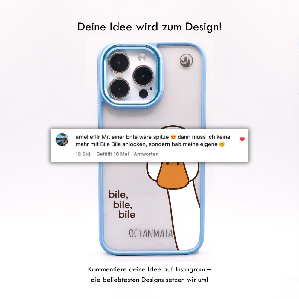 iPhone 16e/17e Hülle - Ente weiß - "Bile Bile Bile" - nachhaltig