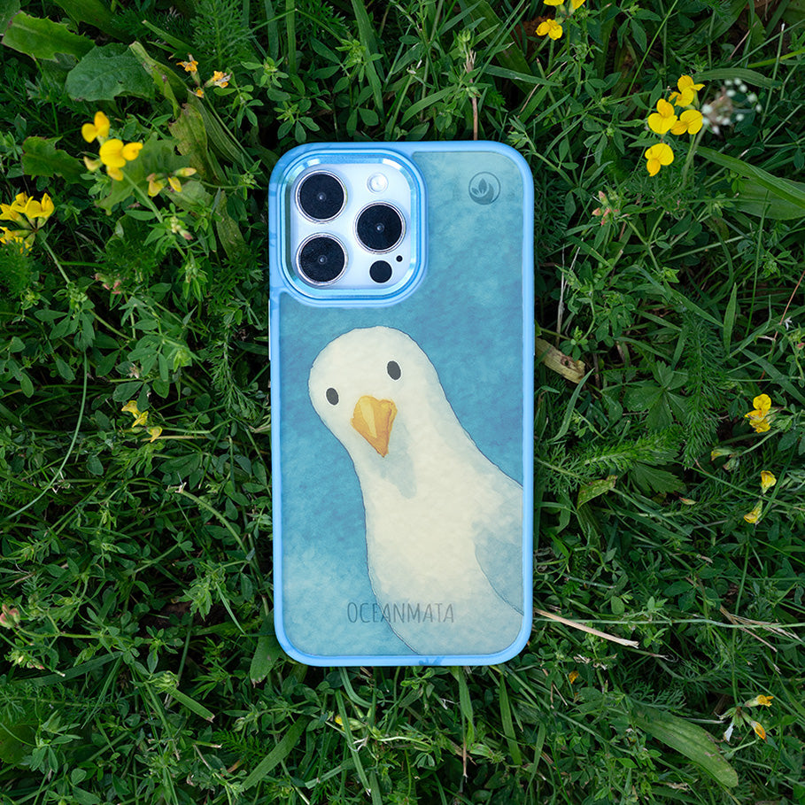 iPhone 16 Hülle - Möwe blau - "Seagull" - nachhaltig