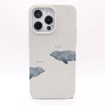 iPhone 11 Hülle - Robbe weiß - "mooornin" - nachhaltig