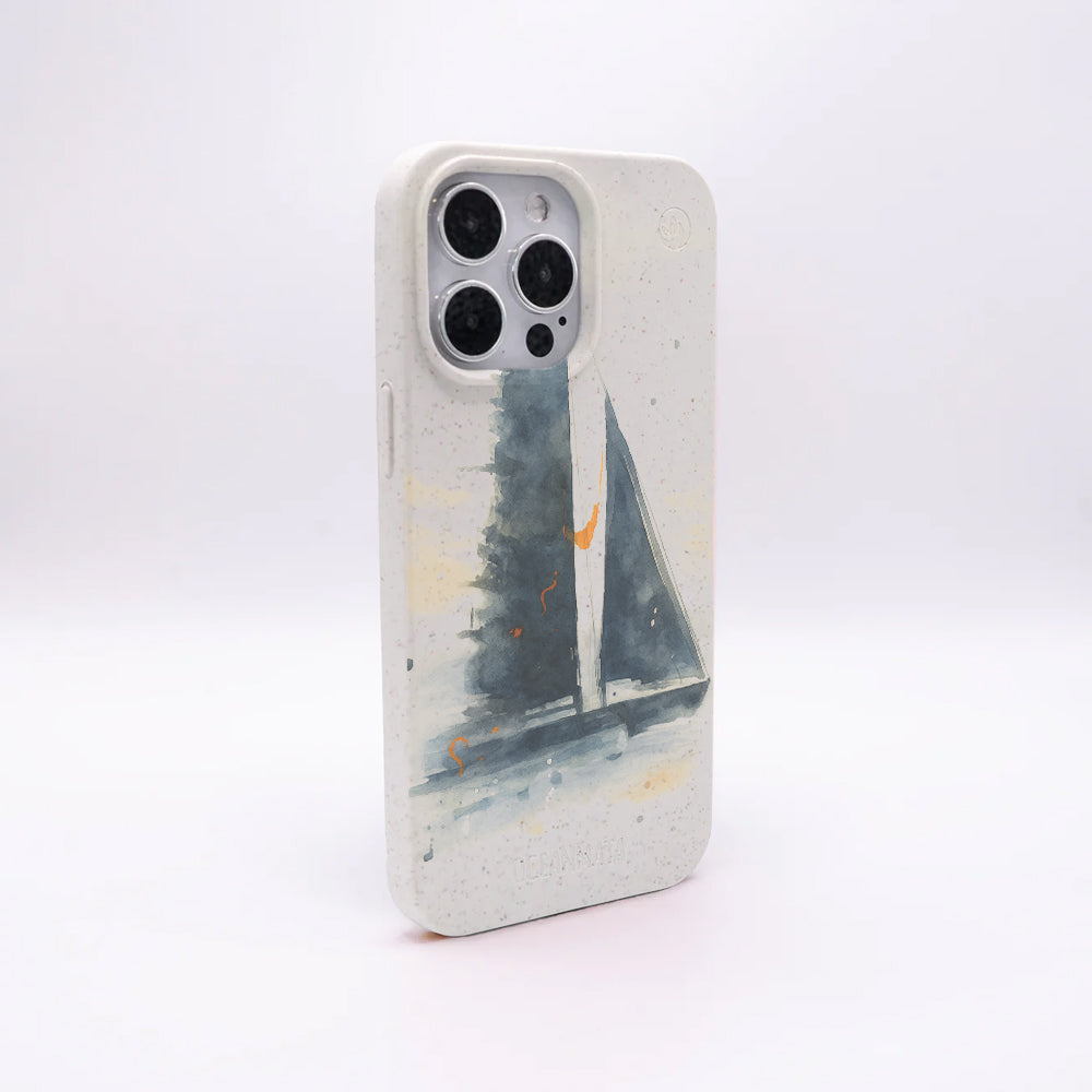 iPhone 15 Hülle - Segeln weiß - "Golden Horizon" - nachhaltig