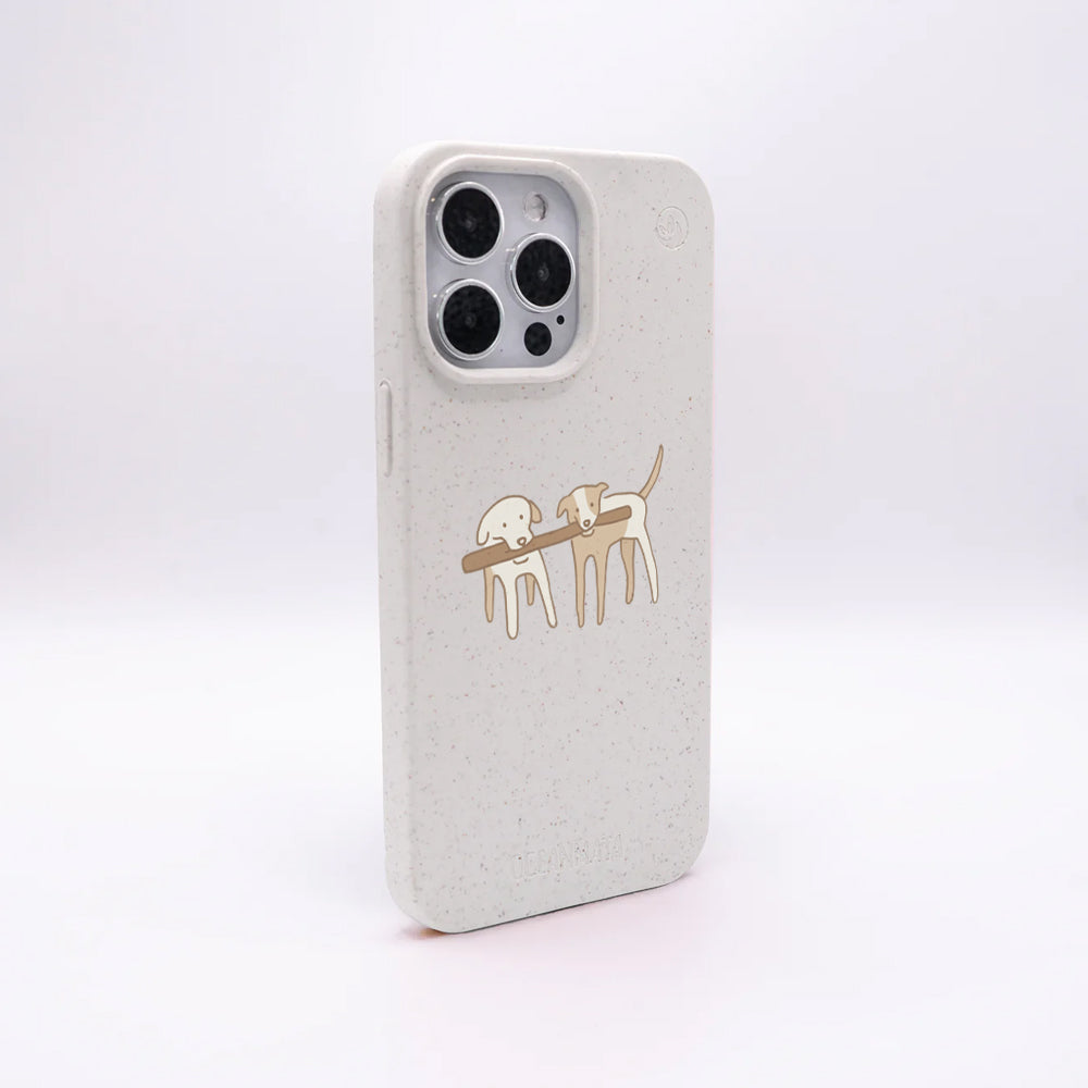 iPhone 15 Hülle - Hunde weiß - "Wuff" - nachhaltig