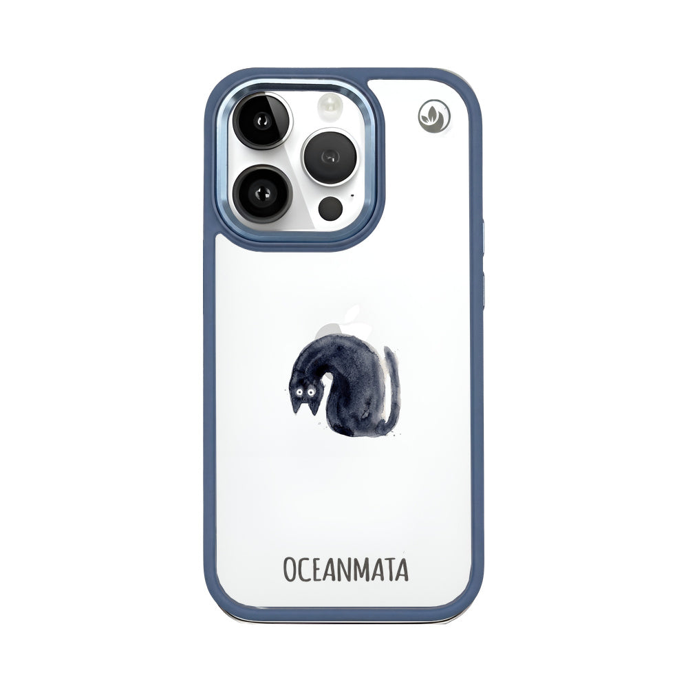 Nachhaltige Handyhülle iPhone 14 pro max Blackcat aus Ocean Plastic — Vorderseite