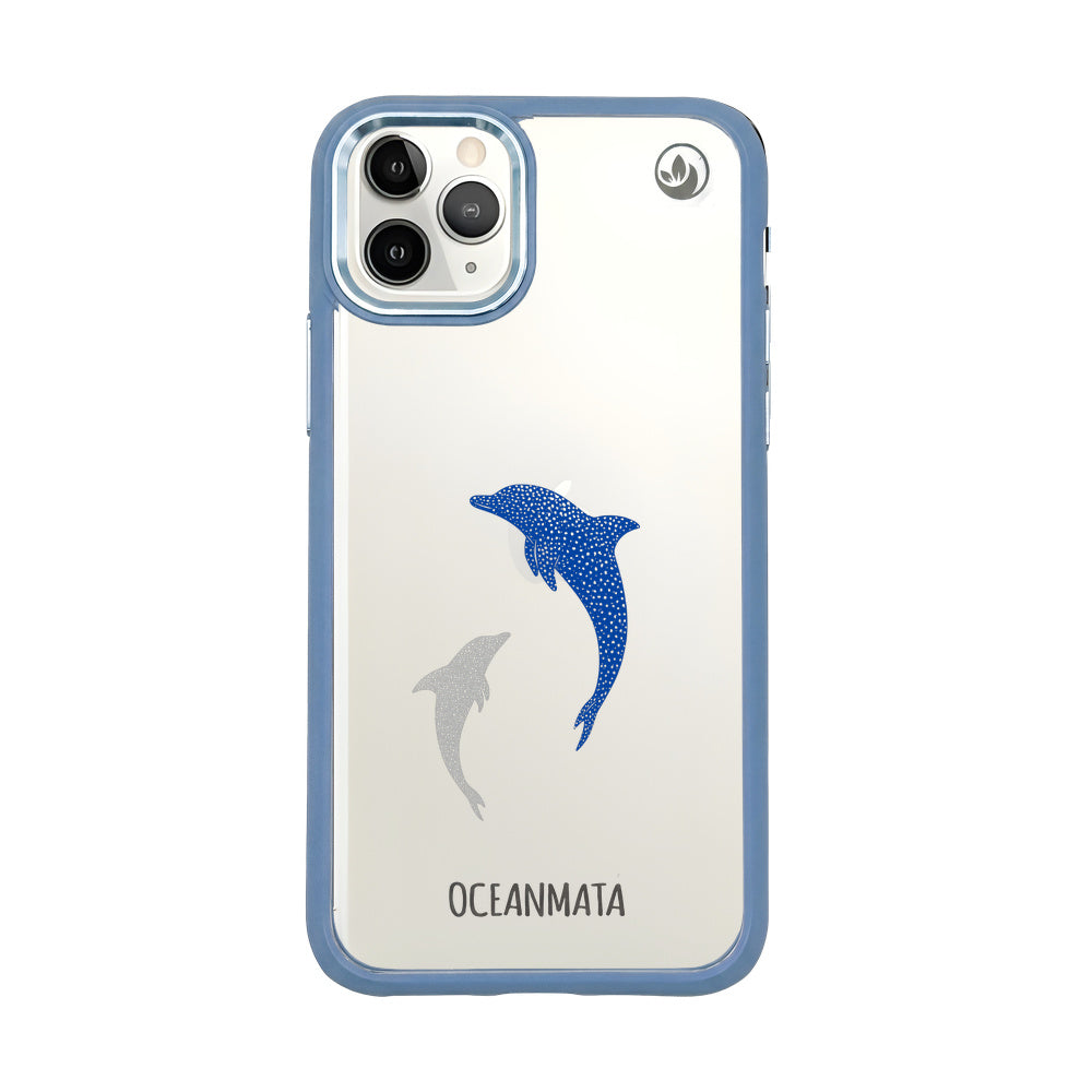 iPhone 11 pro Hülle - Delfin blau - "Dolphin Twins" - nachhaltig