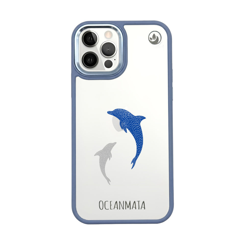 iPhone 12 pro / iPhone 12 Hülle - Delfin blau - "Dolphin Twins" - nachhaltig