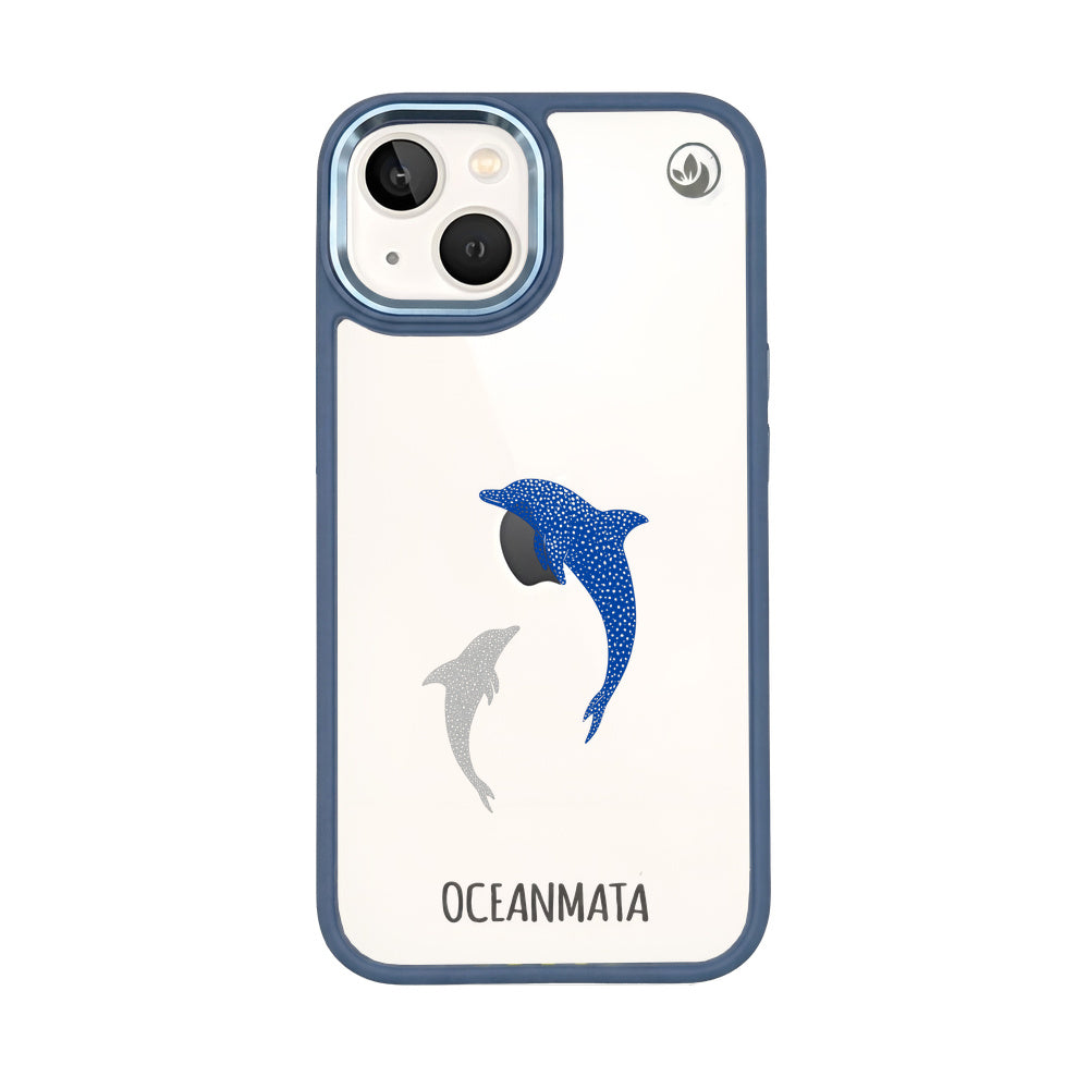 iPhone 13 Hülle - Delfin blau - "Dolphin Twins" - nachhaltig