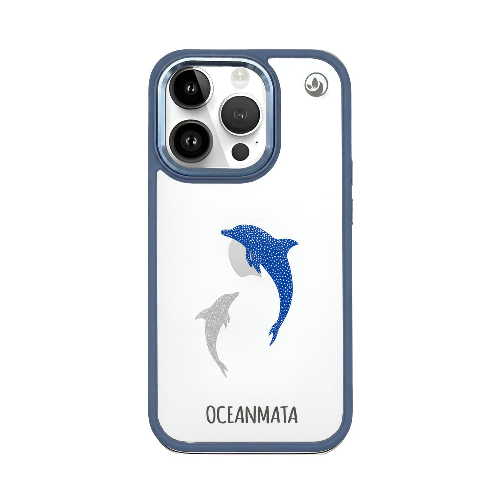 iPhone 14 pro max Hülle - Delfin blau - "Dolphin Twins" - nachhaltig
