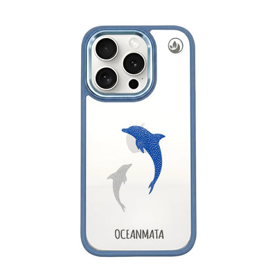 iPhone 15 pro Hülle - Delfin blau - "Dolphin Twins" - nachhaltig