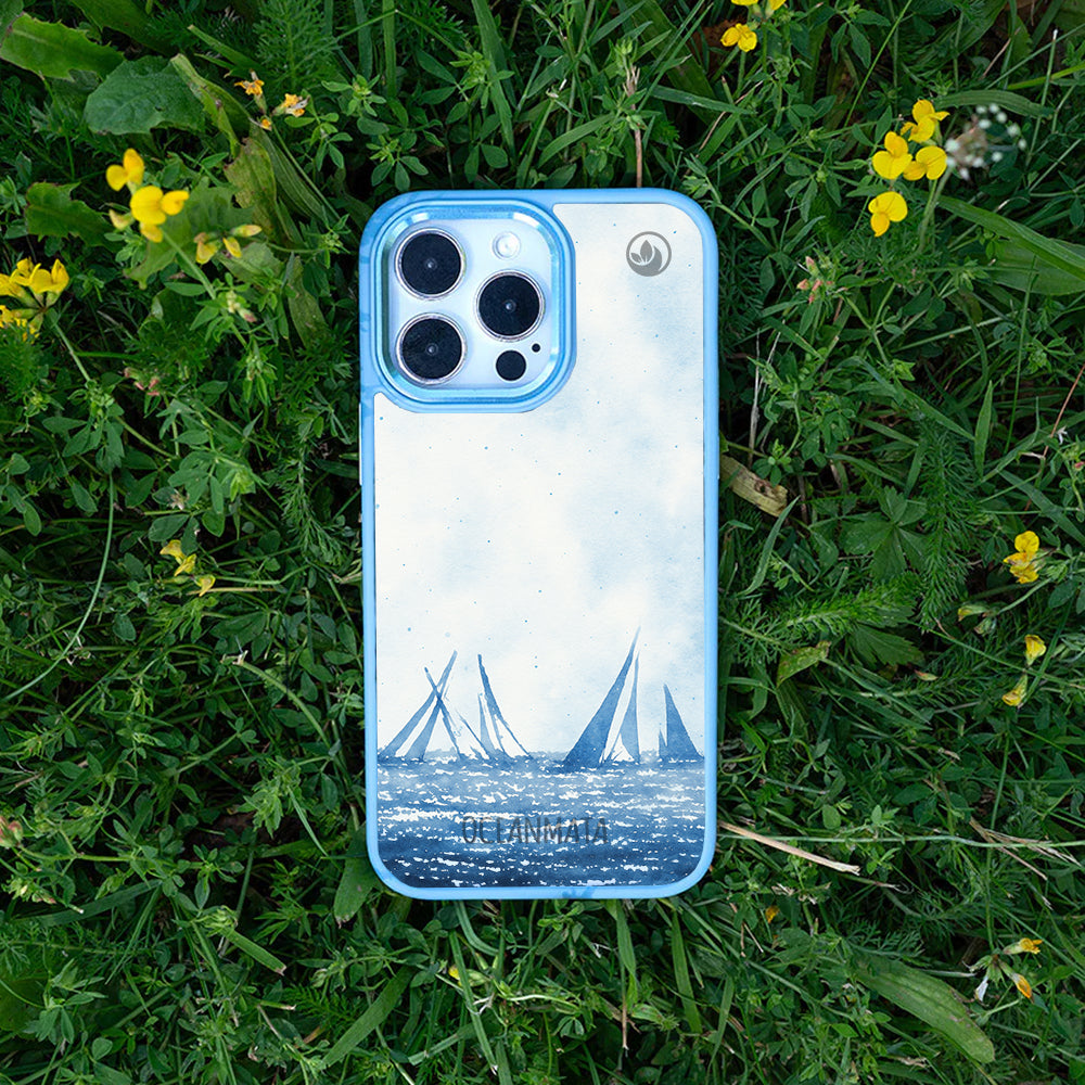 iPhone 15 Hülle - segeln blau - "BlueHorizon" - nachhaltig