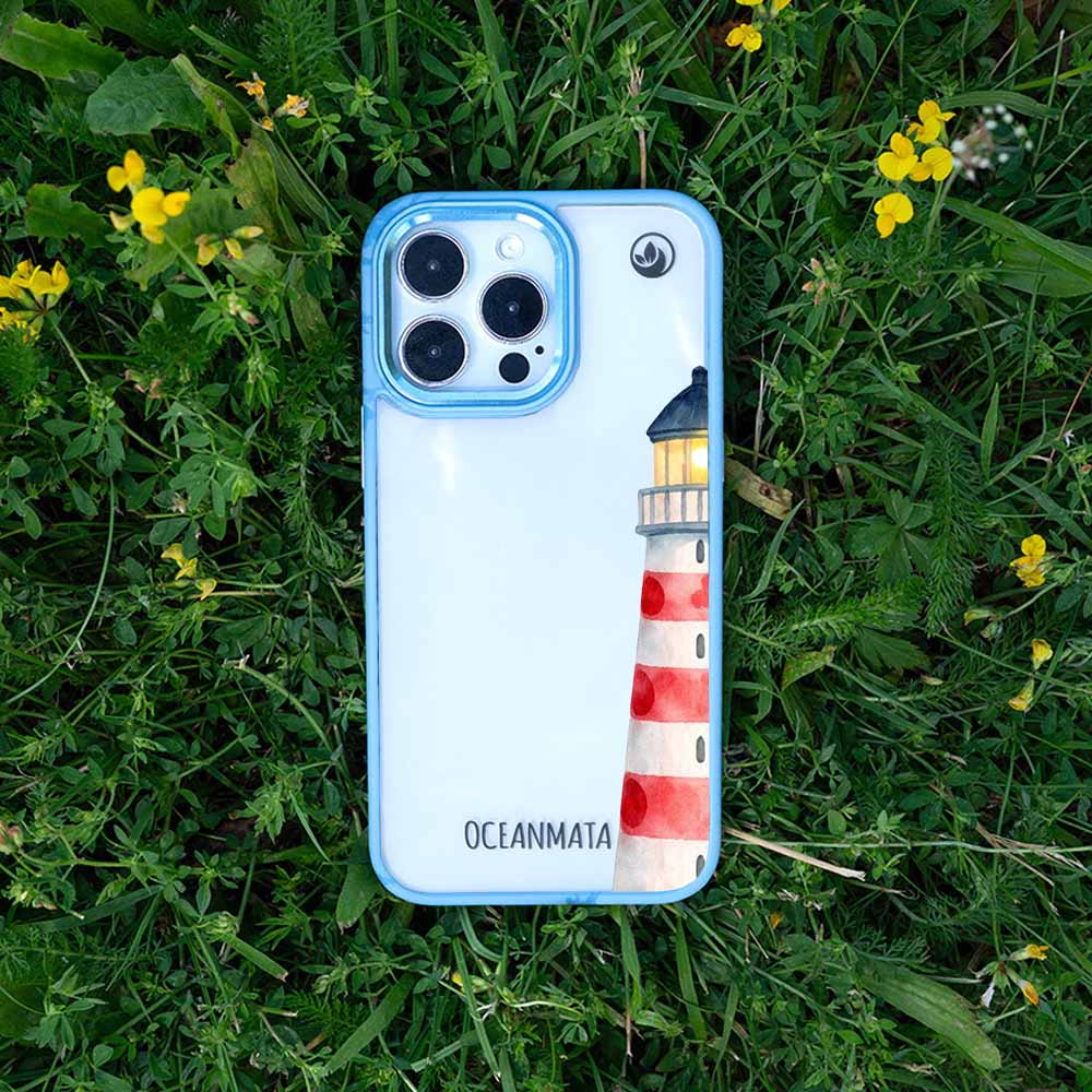 iPhone 15 pro max Hülle - Leuchtturm blau - "Lighthouse" - nachhaltig