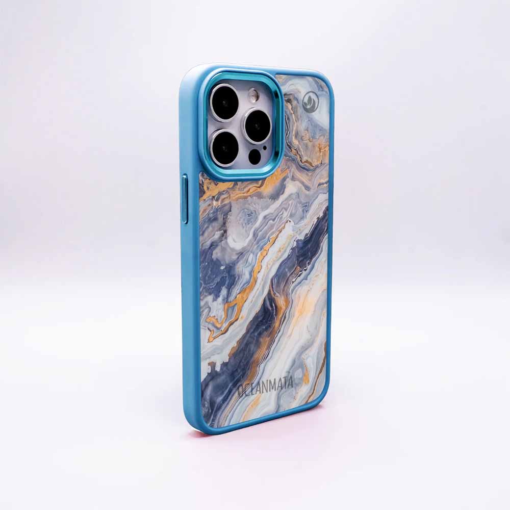 iPhone 16e Hülle - marmor blau - "BlueMarble" - nachhaltig