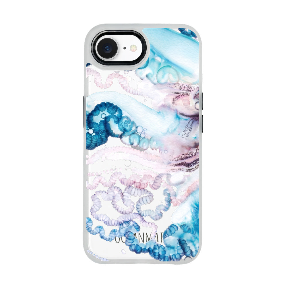 iPhone 16e Hülle - Qualle blau - "Men o' War" - nachhaltig