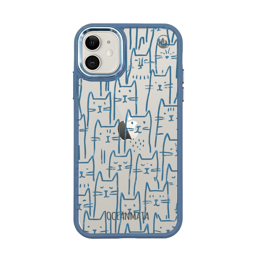 iPhone 11 Hülle - Katzen blau - "miau" - nachhaltig