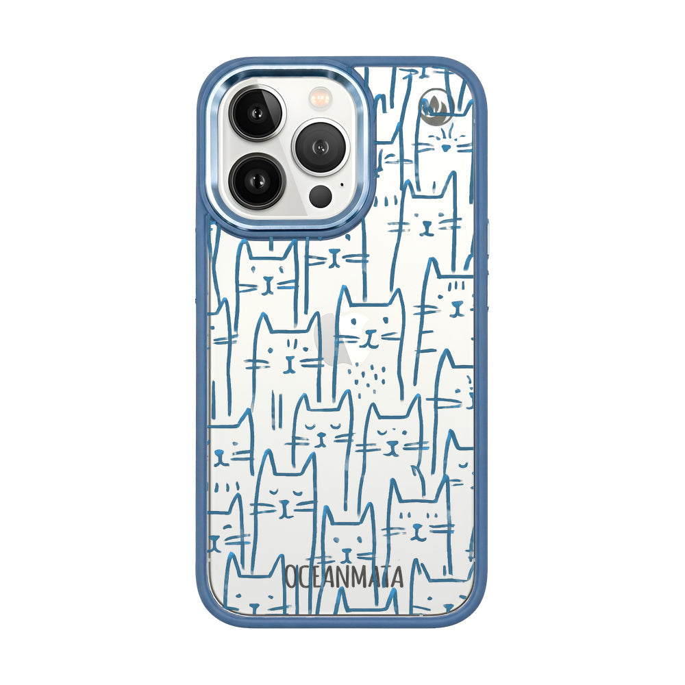 iPhone 13 pro Hülle - Katzen blau - "miau" - nachhaltig
