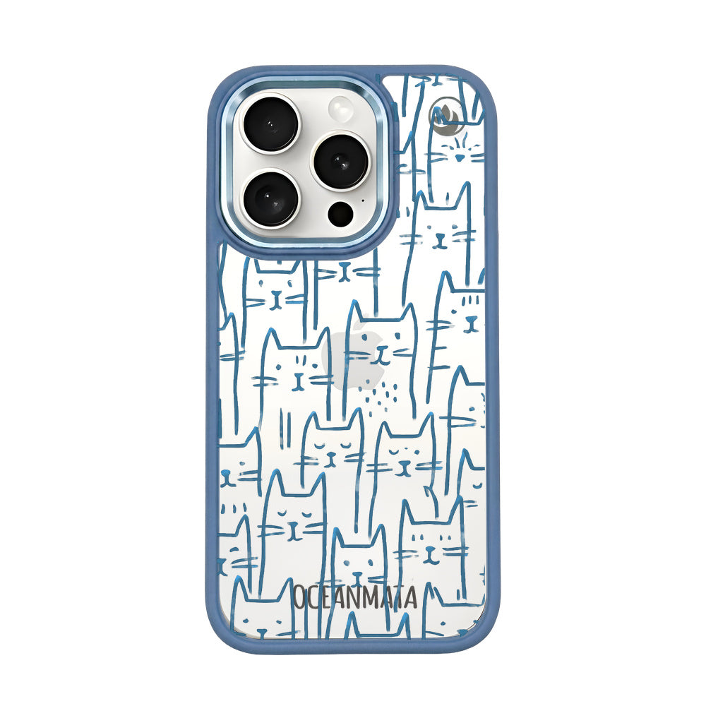 iPhone 15 pro Hülle - Katzen blau - "miau" - nachhaltig