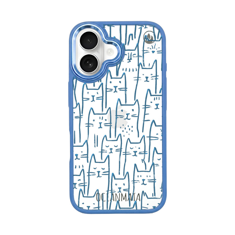 iPhone 16 Hülle - Katzen blau - "miau" - nachhaltig