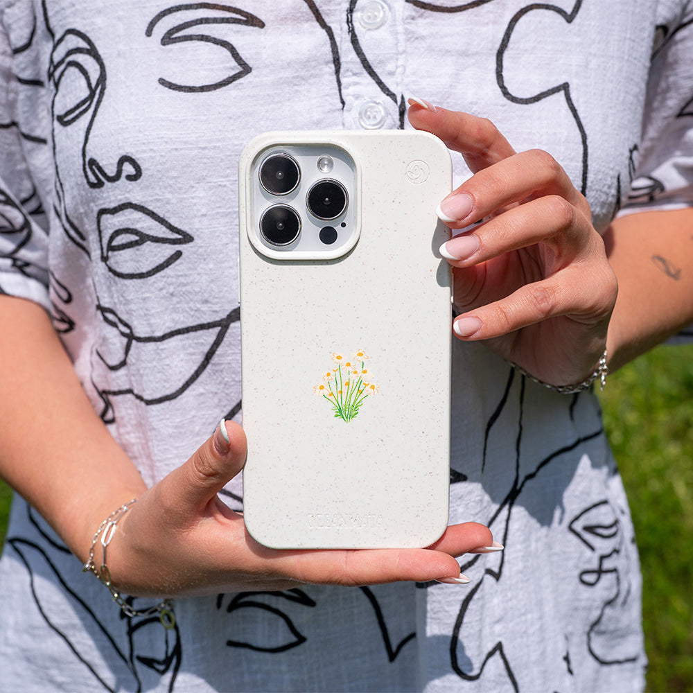 iPhone 17 pro Hülle - Blumen weiß - "Daisy" - nachhaltig