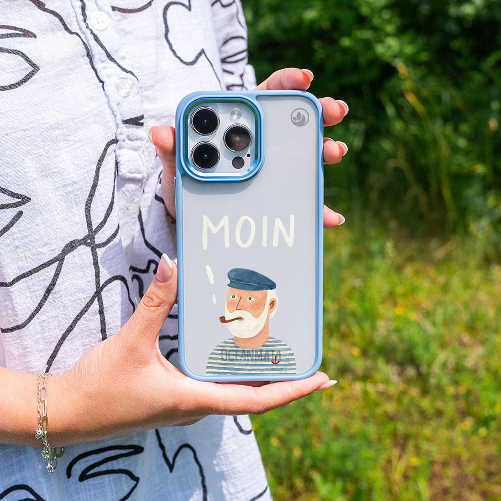 iPhone 15 pro Hülle - Moin blau - "Ostfriese" - nachhaltig