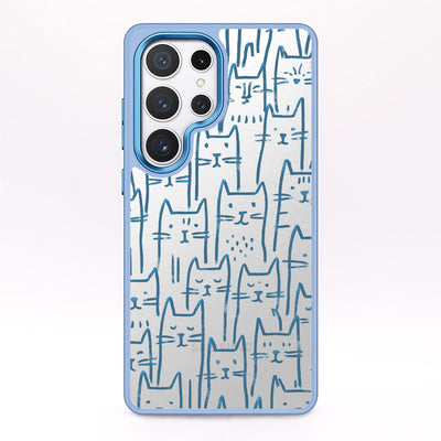 Samsung S24 Case - Cats Blue - "Meow" - Sustainable