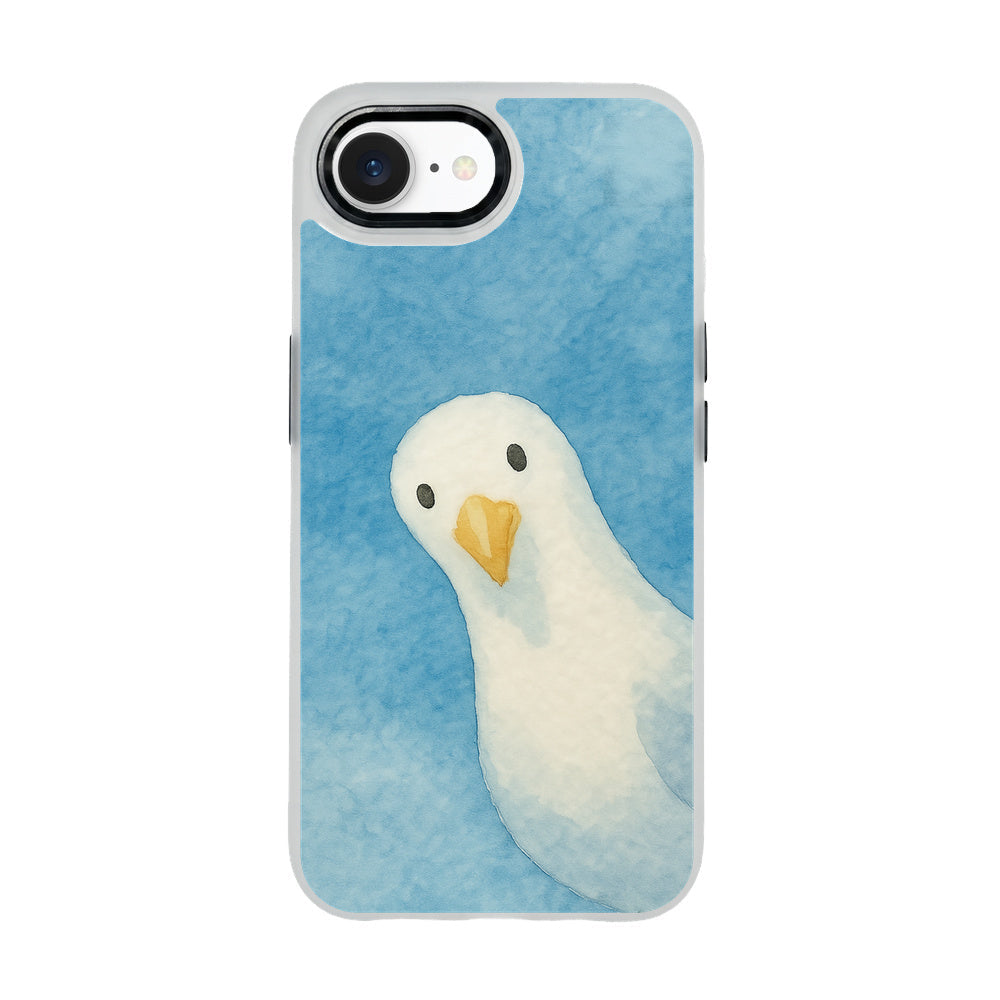 iPhone 16e/17e Hülle - Möwe blau - "Seagull" - nachhaltig