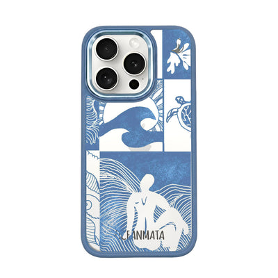 iPhone 15 pro Hülle - Line Art Ocean - "Waves of Balance" - nachhaltig