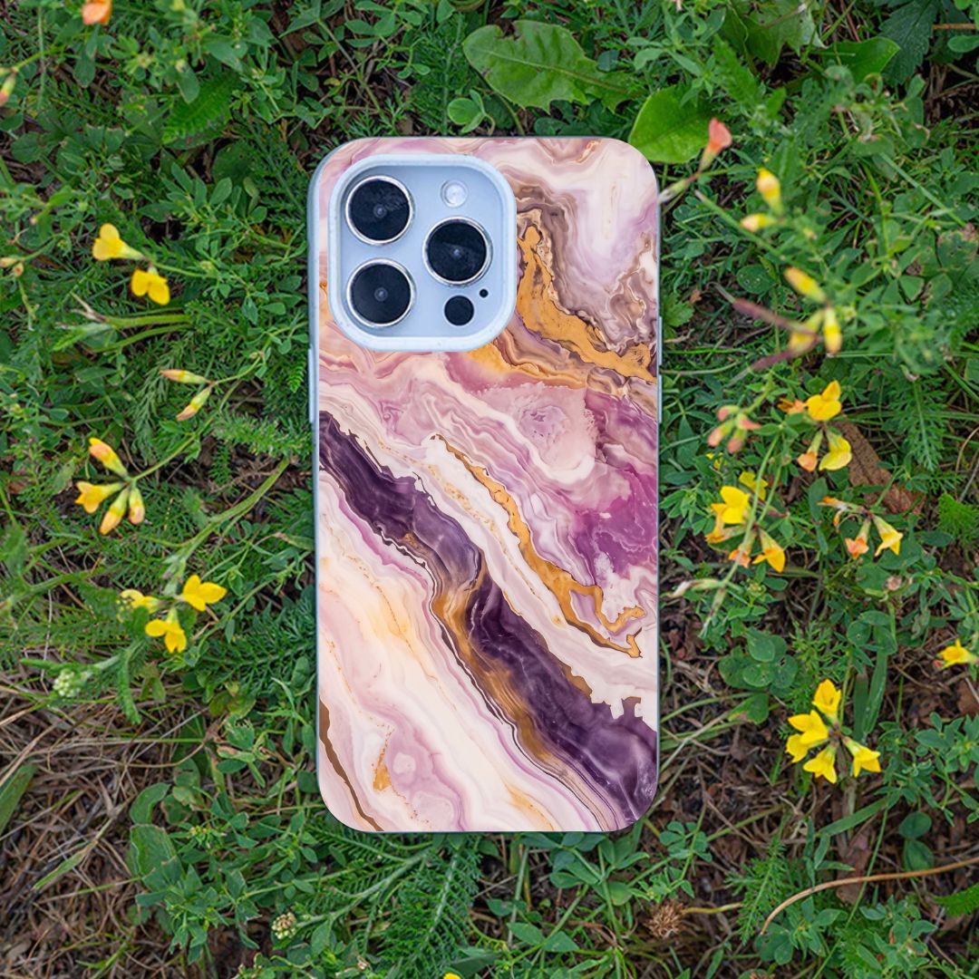 iPhone 11 Hülle - Marmor pink - "PinkMarble" - nachhaltig