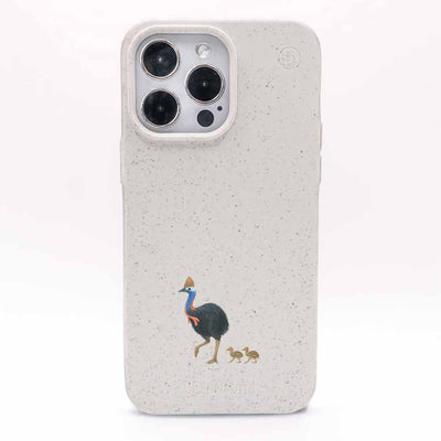 iPhone 14 pro max Hülle - Cassowary weiß - "CassowaryStroll" - nachhaltig