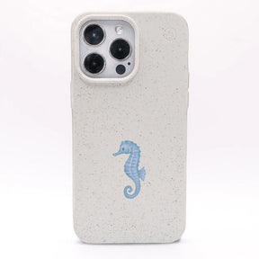 iPhone 15 pro max Hülle - Seepferdchen weiß - "SeahorseTale" - nachhaltig