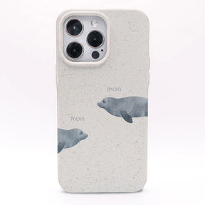 iPhone 12 mini Hülle - Robbe weiß - "mooornin" - nachhaltig