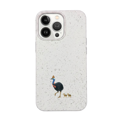 iPhone 13 pro Hülle - Cassowary weiß - "CassowaryStroll" - nachhaltig