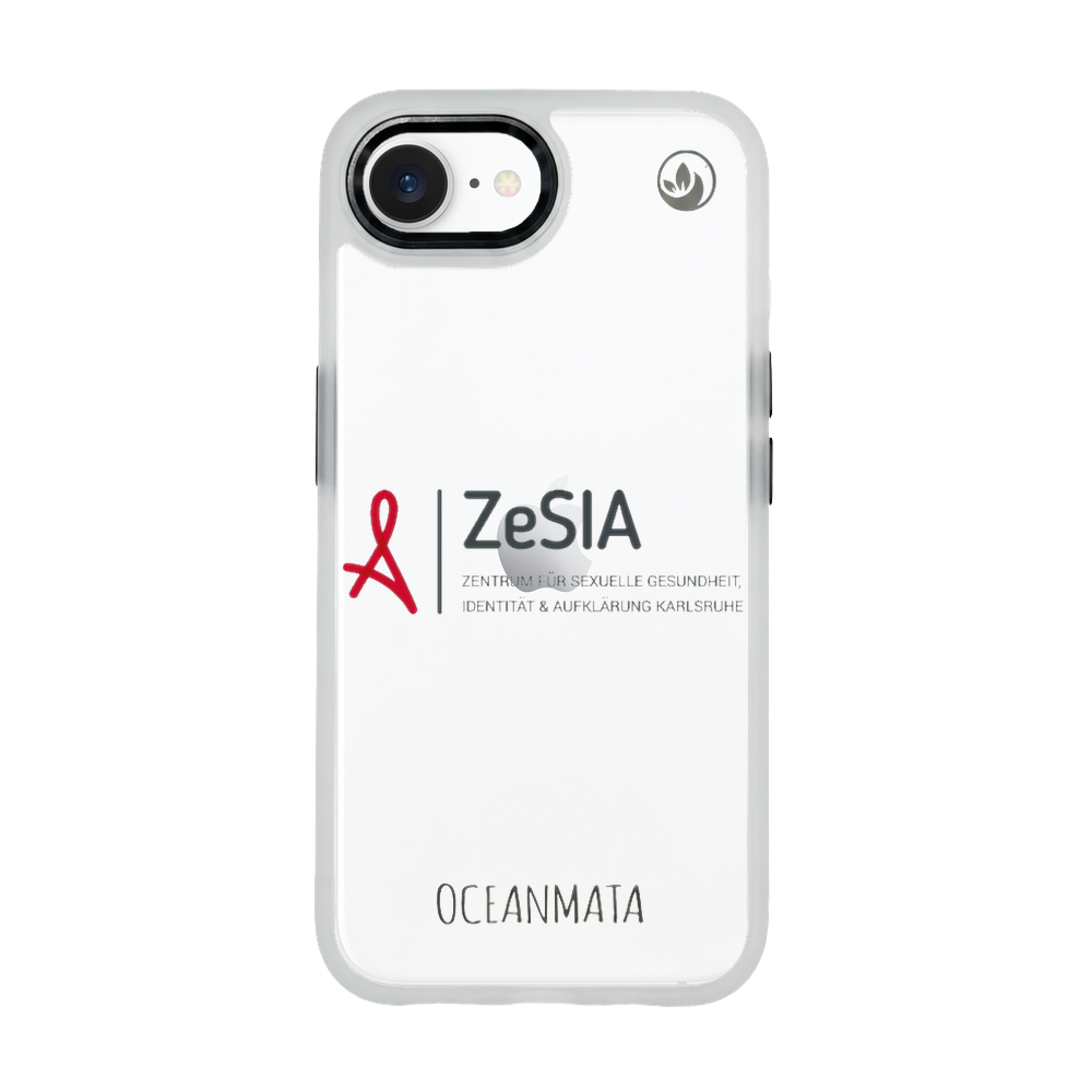ZeSIA Karlsruhe × OceanMata Hülle Clear – iPhone 16e (Muster)