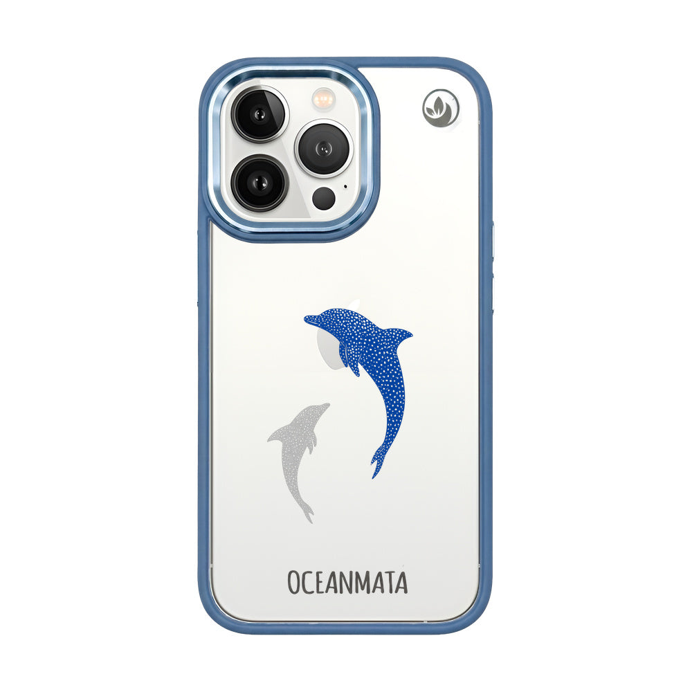 iPhone 13 pro Hülle - Delfin blau - "Dolphin Twins" - nachhaltig