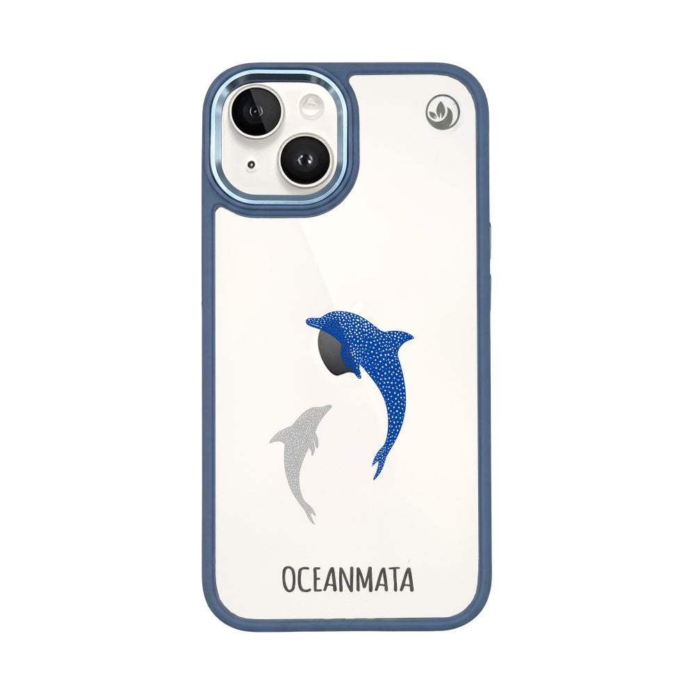 iPhone 14 Hülle - Delfin blau - "Dolphin Twins" - nachhaltig