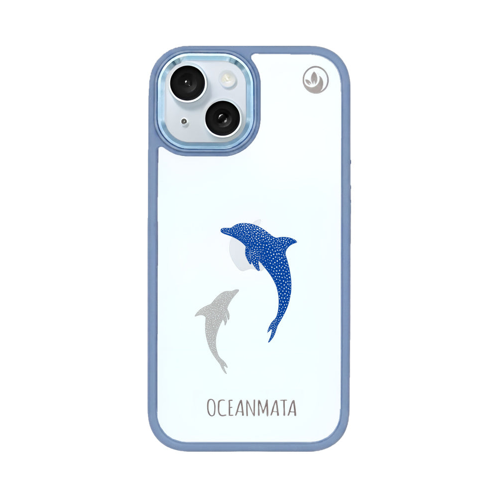 iPhone 15 Hülle - Delfin blau - "Dolphin Twins" - nachhaltig