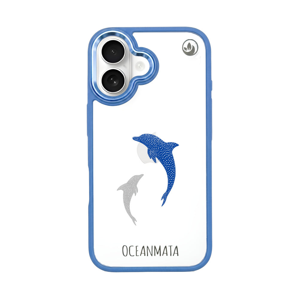 iPhone 16 Hülle - Delfin blau - "Dolphin Twins" - nachhaltig