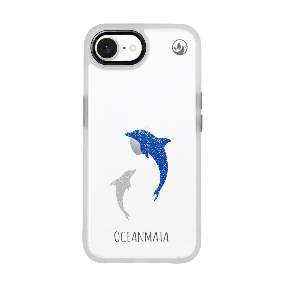 iPhone 16e/17e Hülle - Delfin blau - "Dolphin Twins" - nachhaltig