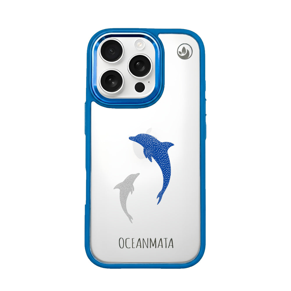 iPhone 16 pro max Hülle - Delfin blau - "Dolphin Twins" - nachhaltig