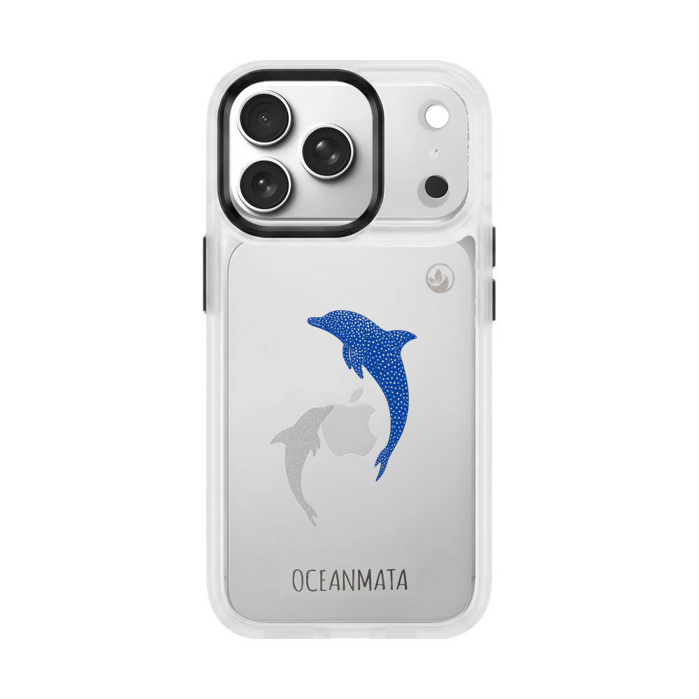 iPhone 17 pro Hülle - Delfin blau - "Dolphin Twins" - nachhaltig
