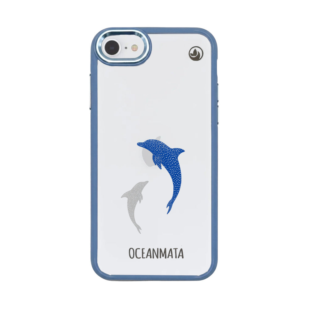 iPhone SE/7/8 Hülle - Delfin blau - "Dolphin Twins" - nachhaltig