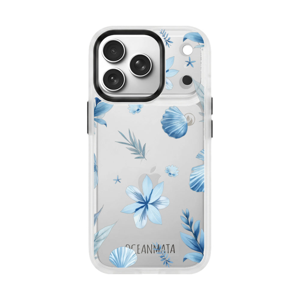 iPhone 17 pro Hülle - Blumen blau - "Flowers & Shells" - nachhaltig