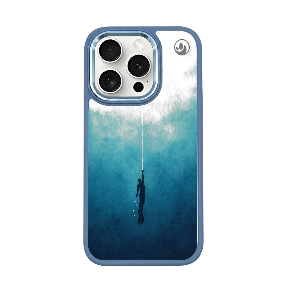 iPhone 15 pro Hülle - Freedive blau - "Freedive" - nachhaltig