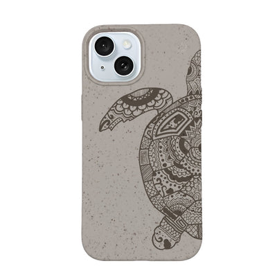 iPhone 15 Hülle - beige - "GREEN TURTLE" - nachhaltig