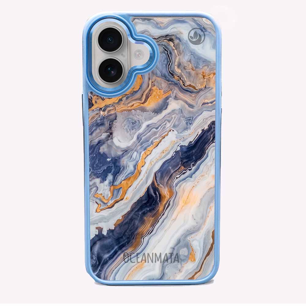 iPhone 16 Hülle - marmor blau - "BlueMarble" - nachhaltig