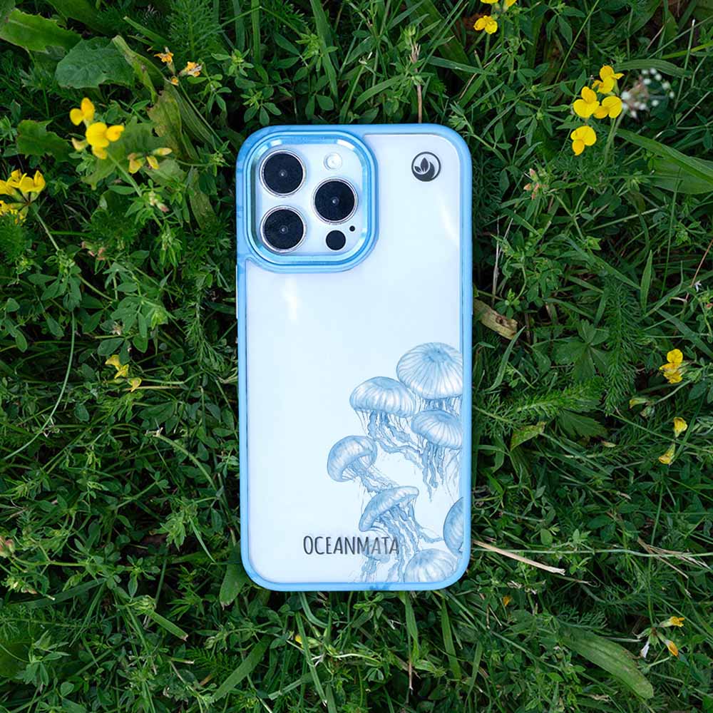 iPhone 15 pro Hülle -  qualle blau - "Jellies" - nachhaltig