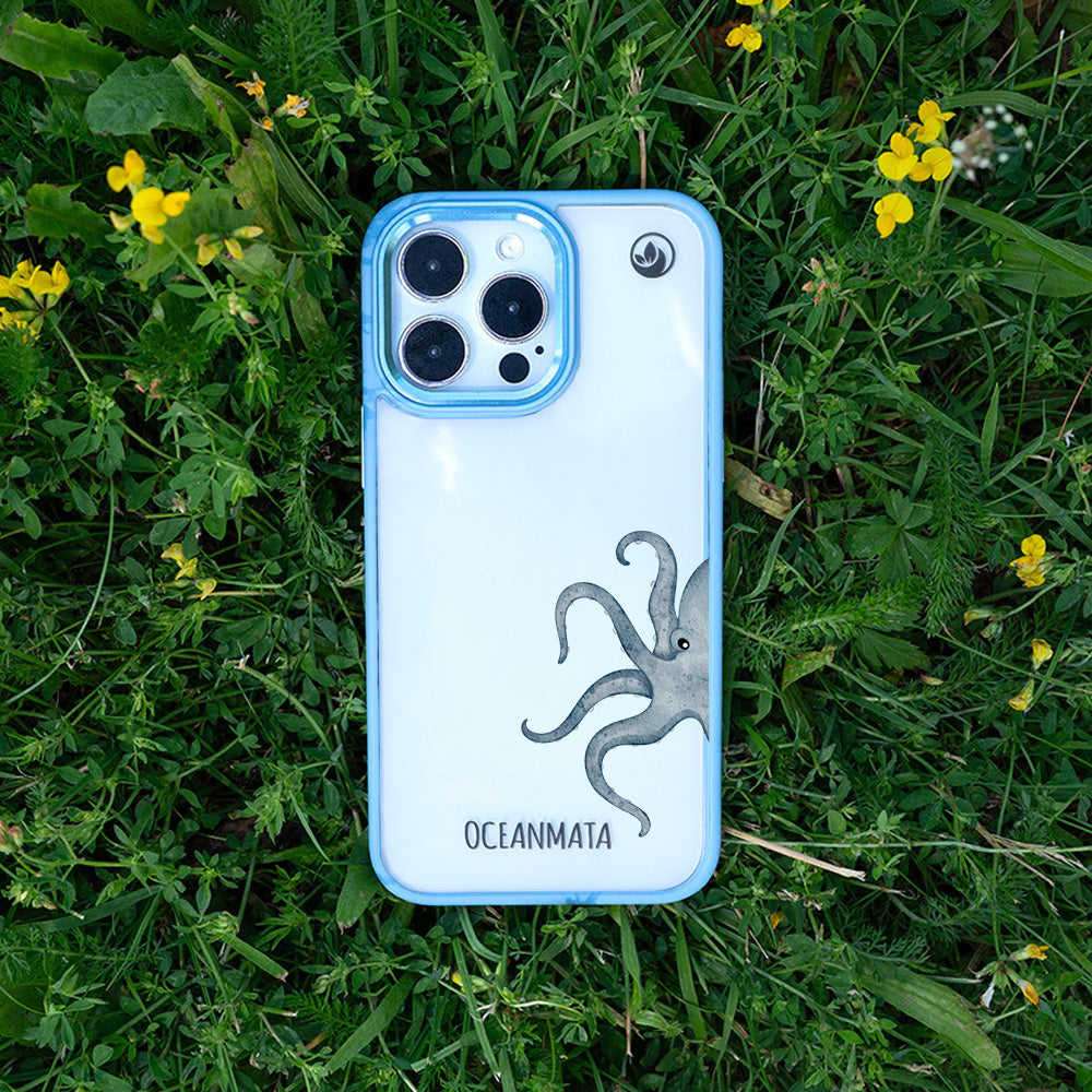 iPhone 16e Hülle - Oktopus blau - "TentacleTheory" - nachhaltig