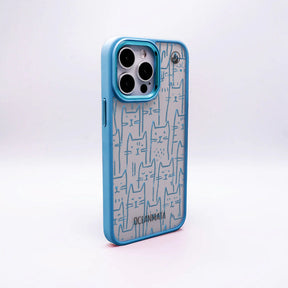 iPhone 15 pro Hülle - Katzen blau - "miau" - nachhaltig