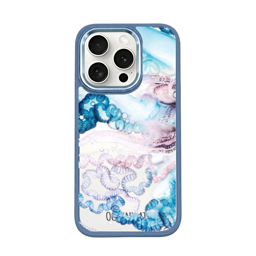 iPhone 15 pro max Hülle - Qualle blau - "Men o' War" - nachhaltig
